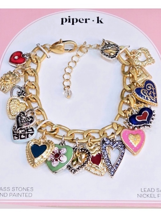 Piper K Jewelry - NWT ⚜️💖⚜️ Piper K Viral Gorgeous Brighton Style  Multi Heart Charm Bracelet